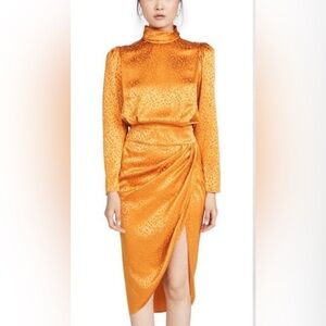 Ronny Kobo Collection Bold Orange Long Sleeve Dress